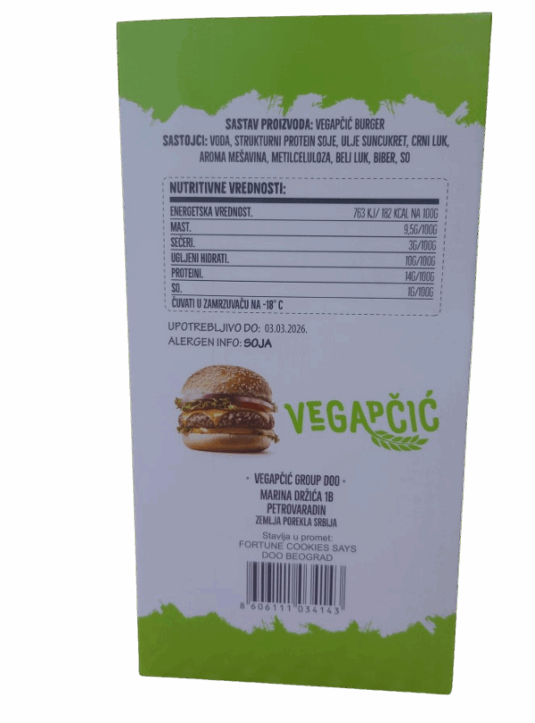 Vegapčić Burger Kutija Zadnja Strana